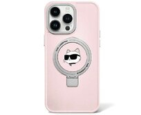 Kryt Karl Lagerfeld KLHMP15SHMRSCHP Apple iPhone 15 hardcase Ring Stand Choupette Head MagSafe pink