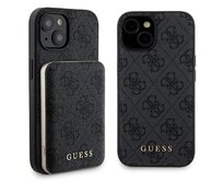 Kryt Guess GUBPM5P15S4GEMGK Apple iPhone 15 hardcase + Powerbank 5000mAh MagSafe 4G Metal Logo black