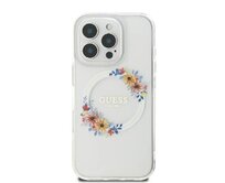 Kryt Case Guess GUHMP16XHFWFCT Apple iPhone 16 Pro Max hardcase IML Flowers Wreath MagSafe transparent