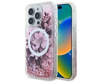 Kryt Guess GUHMP16LLFMWTP AppleiPhone 16 Pro hardcase Liquid Glitter Flower MagSafe pink