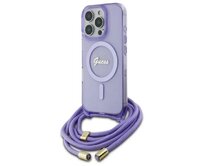 Kryt Guess GUHMP16XHCTSGNSU Apple iPhone 16 Pro Max hardcase Crossbody Cord Script MagSafe purple