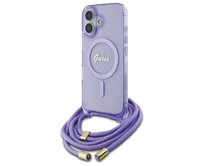 Kryt Guess GUHMP16SHCTSGNSU Apple iPhone 16 hardcase Crossbody Cord Script MagSafe purple