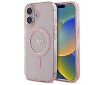 Kryt Guess GUHMP16SHFGEREP Apple iPhone 16 hardcase IML Glitter Circle MagSafe pink