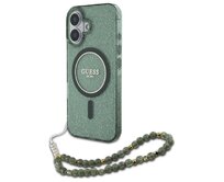 Kryt Guess GUHMP16MHGCRELSA Apple iPhone 16 Plus hardcase IML Glitter With Pearl Strap MagSafe green