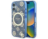 Kryt Guess GUHMP16SH4PYEEB Apple iPhone 16 hardcase IML Peony On 4G Background MagSafe blue