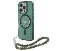 Kryt Guess GUHMP16XHGCRELSA Apple iPhone 16 Pro Max hardcase hardcase IML Glitter With Pearl Strap MagSafe green