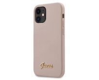 Kryt Guess GUHCP12SLSLMGLP Apple iPhone 12 mini light pink hardcase Silicone Script Gold Logo