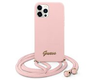 Kryt Guess GUHCP12LLSCLMGLP Apple iPhone 12 Pro Max pink hardcase Metal Logo Cord