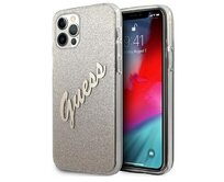 Kryt Guess GUHCP12LPCUGLSGO Apple iPhone 12 Pro Max gold hardcase Glitter Gradient Script