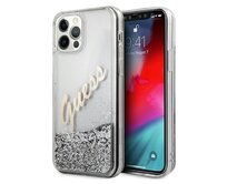 Kryt Guess GUHCP12LGLVSSI Apple iPhone 12 Pro Max silver hardcase Glitter Vintage Script