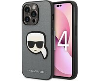 Kryt Karl Lagerfeld KLHCP14XSAPKHG Apple iPhone 14 Pro Max silver hardcase Saffiano Karl`s Head Patch