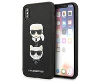 Kryt Karl Lagerfeld KLHCPXSAKICKCBK Apple iPhone XS/X black hardcase Saffiano Ikonik Karl&Choupette Head