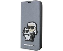 Kryt Karl Lagerfeld KLBKP14LSANKCPG Apple iPhone 14 Pro bookcase silver Saffiano Karl & Choupette