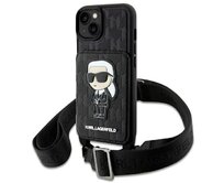 Kryt Karl Lagerfeld KLHCP14SCSAKHPKK Apple iPhone 14 hardcase black Crossbody Saffiano Monogram Ikonik