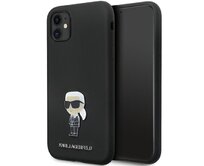 Kryt Karl Lagerfeld KLHCN61SMHKNPK iPhone 11/XR Silicone Ikonik Metal Pin black