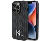 Kryt Karl Lagerfeld KLHCP15XPKLPKLK Apple iPhone 15 Pro Max hardcase Leather Monogram Hot Stamp Metal Logo black