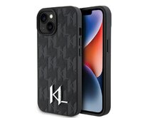 Kryt Karl Lagerfeld KLHCP15SPKLPKLK Apple iPhone 15 hardcase Leather Monogram Hot Stamp Metal Logo black