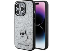 Kryt Karl Lagerfeld KLHCP15XGCNPSG Apple iPhone 15 Pro Max hardcase  Glitter Choupette Logo Metal Pin silver