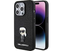 Kryt Karl Lagerfeld KLHCP15XGKNPSK Apple iPhone 15 Pro Max hardcase  Glitter Ikonik Logo Metal Pin black