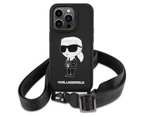 Kryt Karl Lagerfeld KLHCP15SSCBSKNK Apple iPhone 15 hardcase Crossbody Silicone Ikonik black