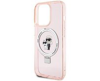 Kryt Karl Lagerfeld KLHMP15XHMRSKCP Apple iPhone 15 Pro Max hardcase Ring Stand Karl&Choupettte MagSafe pink