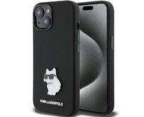 Kryt Karl Lagerfeld KLHCP15MSMHCNPK iPhone 15 Plus czarny/black Silicone Choupette Metal Pin