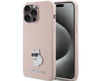 Kryt Karl Lagerfeld KLHCP15LSMHCNPP Apple iPhone 15 Pro Silicone Choupette Metal Pin pink