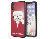 Kryt Karl Lagerfeld KLHCPXDLHRE iPhone X/Xs red Iconic Glitter Karl`s Head