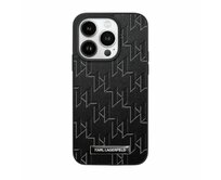 Kryt Karl Lagerfeld KLHMP15XPKHPORPK Apple iPhone 15 Pro Max hardcase Leather Monogram Metal Logo black