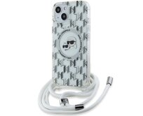 Kryt Karl Lagerfeld KLHMP15SHCKCKLCT Apple iPhone 15 / 14 / 13 hardcase IML Crossbody Monogram Karl & Choupette Head MagSafe transparent