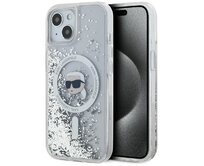 Kryt Karl Lagerfeld KLHMP15SLGKISGH Apple iPhone 15 / 14 / 13 hardcase Liquid Glitter Karl Head Magsafe transparent