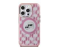 Kryt Karl Lagerfeld KLHMP15SHMCKMHP Apple iPhone 15 IML Monogram Karl&Choupette Head MagSafe pink