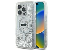 Kryt Karl Lagerfeld KLHMP16LLGCHSGH Apple iPhone 16 Pro hardcase Liquid Glitter Choupette Head Magsafe transparent