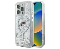 Kryt Karl Lagerfeld KLHMP16LLGKCSGH Apple iPhone 16 Pro hardcase Liquid Glitter Karl&Choupette Head Magsafe transparent