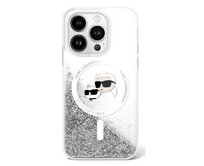 Kryt Karl Lagerfeld KLHMP16MLGKCSGH Apple iPhone 16 Plus hardcase Liquid Glitter Karl&Choupette Head Magsafe transparent