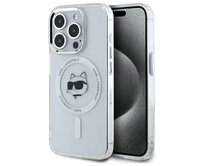 Kryt Karl Lagerfeld KLHMP15LHLSCHH Apple iPhone 15 Pro hardcase IML Metal Choupette Head MagSafe white