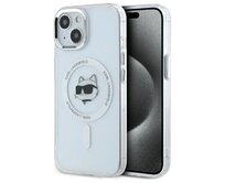 Kryt Karl Lagerfeld KLHMP15MHLSCHH Apple iPhone 15 Plus hardcase IML Metal Choupette Head MagSafe white