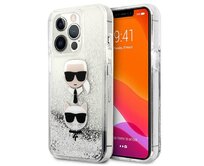 Kryt Karl Lagerfeld KLHCP13LKICGLS Apple iPhone 13 Pro silver hardcase Liquid Glitter Karl&Choupette Head