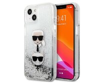 Kryt Karl Lagerfeld KLHCP13SKICGLS Apple iPhone 13 mini silver hardcase Liquid Glitter Karl&Choupette Head