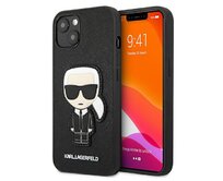 Kryt Karl Lagerfeld KLHCP13SOKPK Apple iPhone 13 mini black hardcase Saffiano Ikonik Karl`s Patch