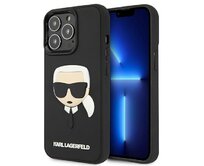 Kryt Karl Lagerfeld KLHCP13LKH3DBK Apple iPhone 13 Pro black hardcase 3D Rubber Karl`s Head