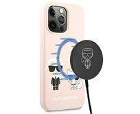 Kryt Karl Lagerfeld KLHMP13LSSKCI Apple iPhone 13 Pro hardcase light pink Silicone Ikonik Karl & Choupette Magsafe