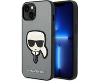 Kryt Karl Lagerfeld KLHCP14MSAPKHG Apple iPhone 14 Plus / 15 Plus silver hardcase Saffiano Karl`s Head Patch