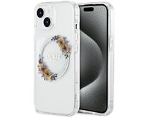 Kryt Guess GUHMP15SHFWFCT Apple iPhone 15 / 14 hardcase IML Flowers Wreatch MagSafe transparent