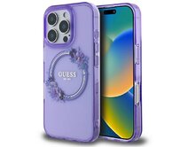 Kryt Guess GUHMP16LHFWFCU Apple iPhone 16 Pro hardcase IML Flowers Wreath MagSafe purple