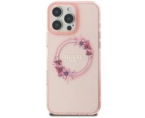 Kryt Guess GUHMP16SHFWFCP Apple iPhone 16 hardcase IML Flowers Wreath MagSafe pink