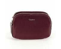 Tříoddílová vínová (tmavěčervená) crossbody kabelka David Jones 6412-2 červená, syntetická kůže