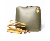 Zeleno-žlutá malá kožená crossbody kabelka no. 55 zelená, kůže