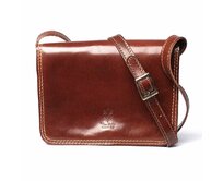 Hnědá středně velká kožená crossbody kabelka no. 51 hnědá, kůže