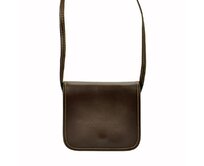 Tmavěhnědá malá kožená crossbody kabelka Gregorio 109 hnědá, kůže